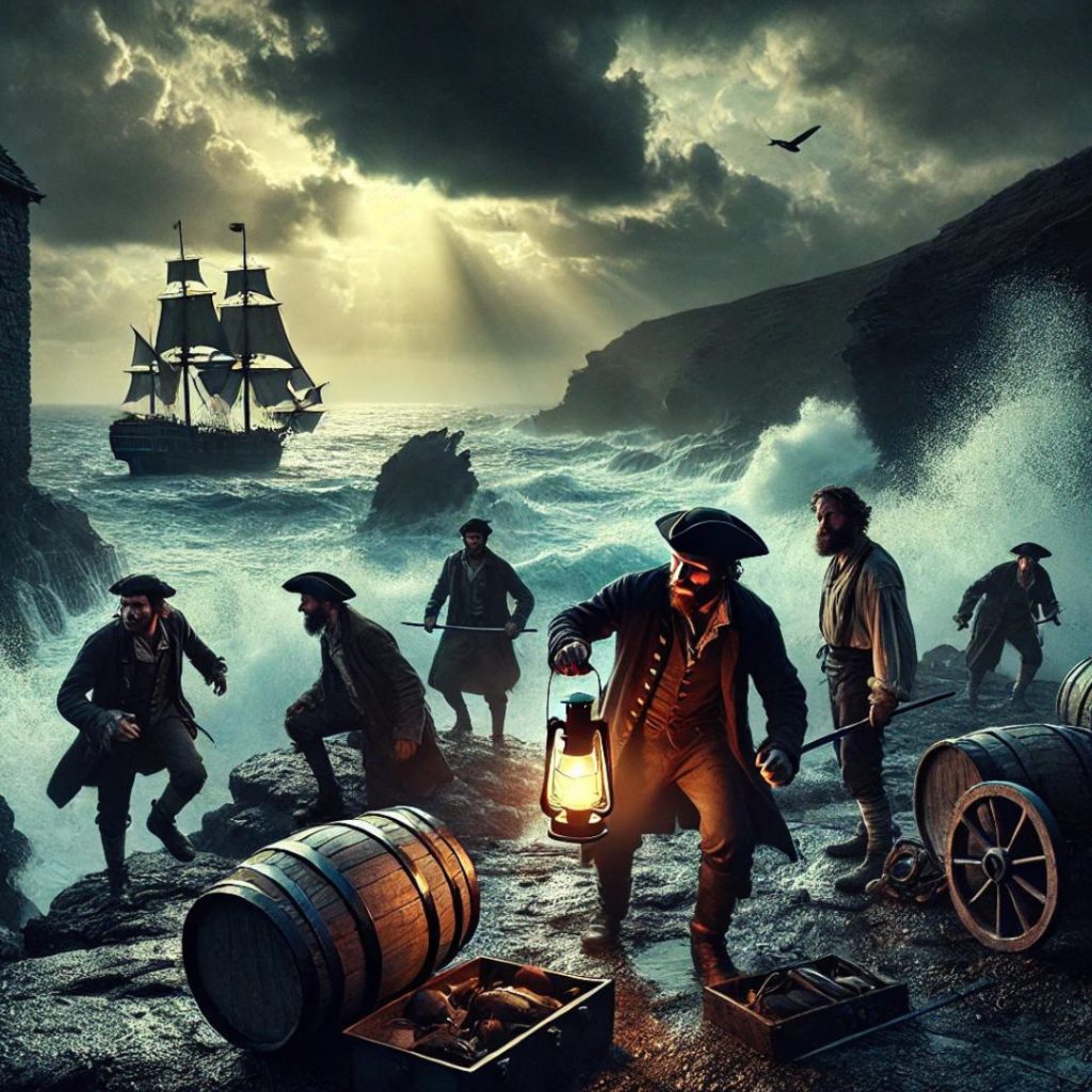 Smuggling history along the Cornish coast at night