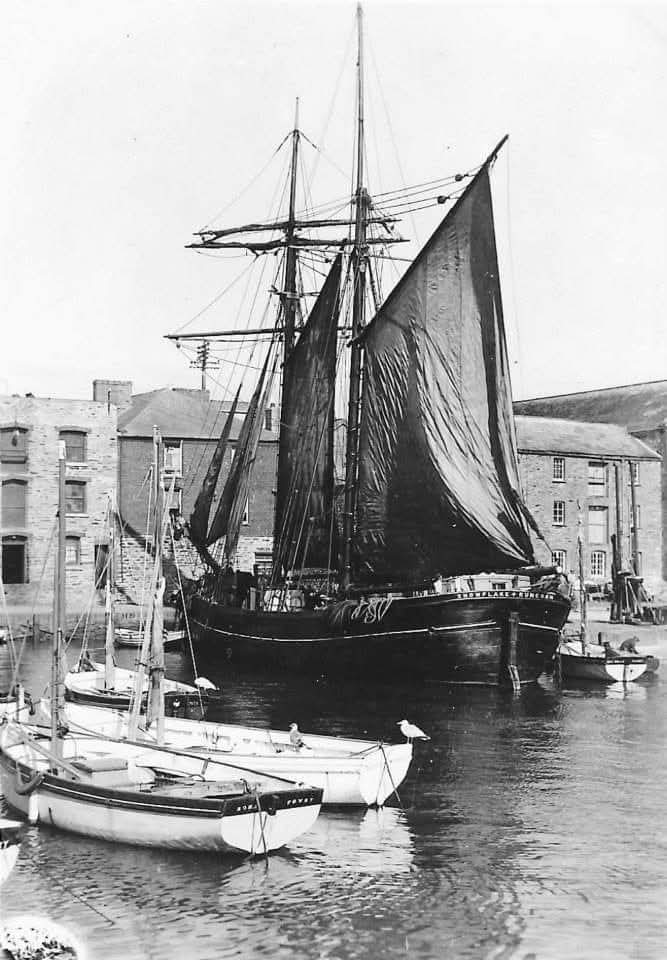 Snowflake of Runcorn fishing vessel in  Mevagissey harbour Cornwall 1900s