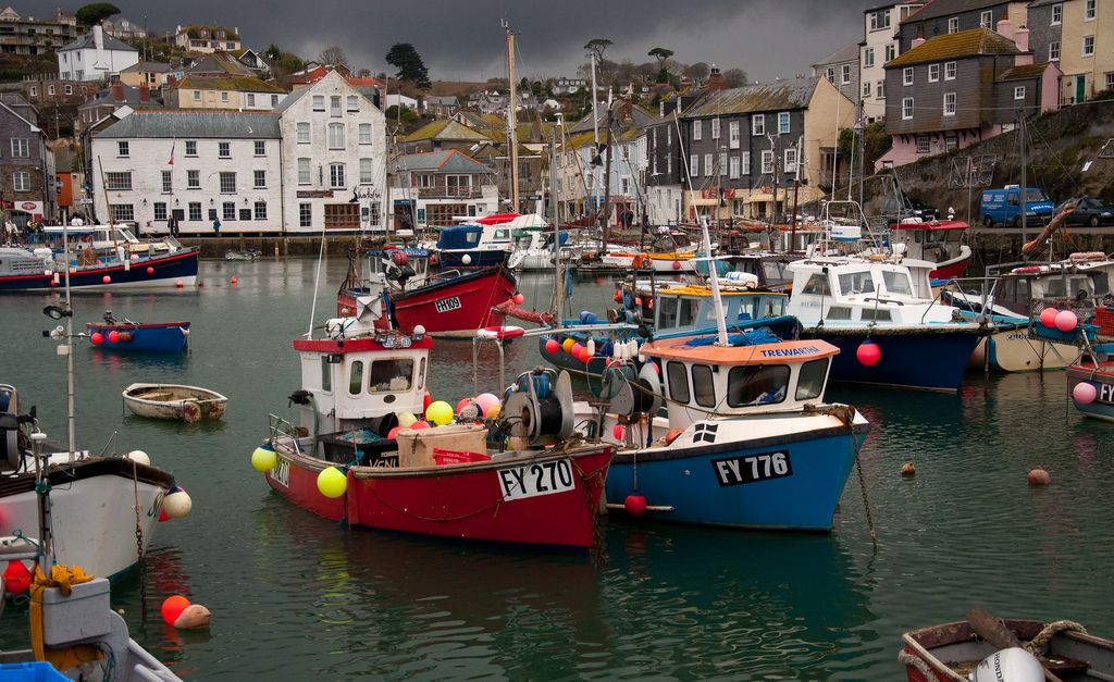 Mevagissey harbour with fishing boats in Cornwall